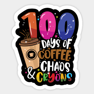 100 Days of Coffee Chaos & Crayons - 100 Days School Teacher Sticker